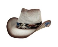 Fashion Cowboy Hats With Eagle Badge & Flag Trim Band COW4039/WHITE