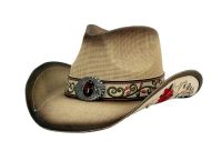 Western Cowboy Hats W/Design Badge &Trim Band COW7188