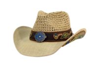 Western Cowboy Hats W/Flower Badge &Trim Band COW7201