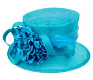 SINAMAY FASCINATOR WITH FLOWER & FEATHER TRIM CC2901