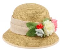 PAPER STRAW BRAID BUCKET HATS WITH FLOWER CL2796
