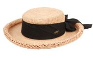RAFFIA STRAW ROLLED EDGE FLOPPY HATS WITH RIBBON BAND CL4004