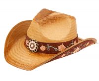 FASHION COWBOY HATS WITH FLORAL TRIM BAND COW4037