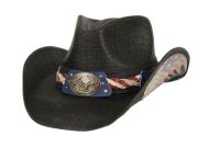 WESTERN COWBOY HATS WITH EAGLE BADGE & FLAG BAND COW6036