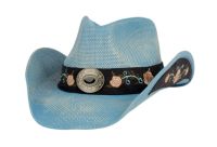 VINTAGE WESTERN COWBOY HATS WITH BADGE & FLOWER TRIM BAND COW6037