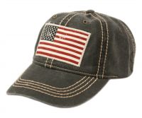 WASHED COTTON BASEBALL CAP WITH AMERICAN FLAG PATCH CP2768