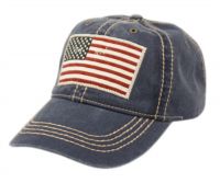 WASHED COTTON BASEBALL CAP WITH AMERICAN FLAG PATCH CP2768