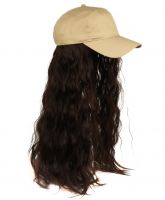 COTTON BASEBALL CAP W/WAVY CHIC WIG W/HAIR NET