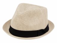 LINEN/COTTON FEDORA HATS WITH GROSGRAIN BAND F0962