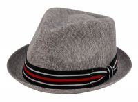 SMALL BRIM LINEN/COTTON FEDORA HATS WITH BAND F2261