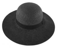 LADIES POLYESTER FELT FLOPPY HAT WITH GROSSGRAIN BAND F2391
