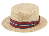STRIPED BAND WHEAT STRAW BOATER HATS F2681