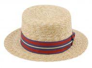 STRIPED BAND WHEAT STRAW BOATER HATS F2681