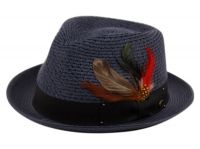 POLY BRAID FEDORA HATS WITH BAND & FEATHER F2682