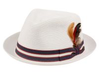 POLY BRAID FEDORA HATS WITH BAND & FEATHER F2692