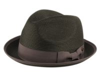 poly braid straw fedora hats with band and fabric brim edge F2808