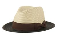 POLY BRAID TWO TONE FEDORA HATS WITH CONTRAST BAND F7064