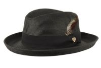 Richman Brothers Homburg Polybraid Fedora Hats With Grosgrain Band & Feather F7066