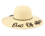 "OUT OF OFFICE" BRAID PAPER STRAW FLOPPY HATS WITH BAND