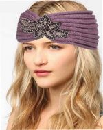 FASHION KNIT HEADBAND WITH SEQUENCE FLOWER TRIM HB1973A