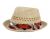 KIDS PAPER STRAW FEDORA HATS WITH FABRIC BAND KF6017