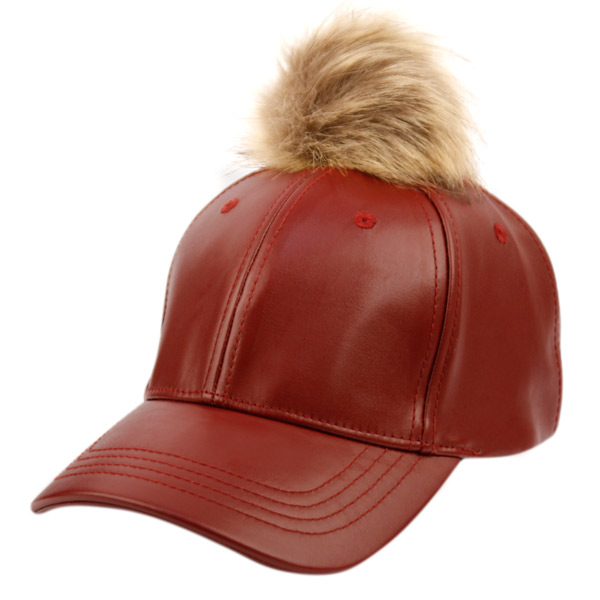 burgundy leather cap